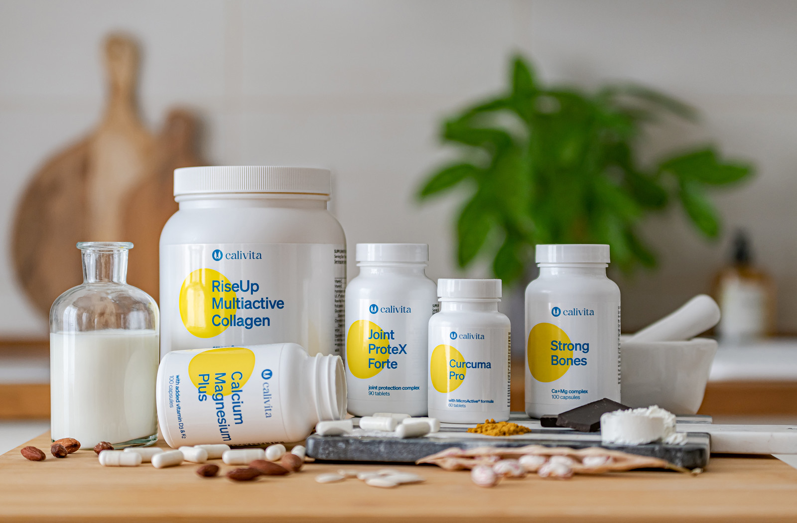 produse calivita pentru oase si articulatii cu colagen, curcuma, calciu magneziu condroitina msm glucozamina