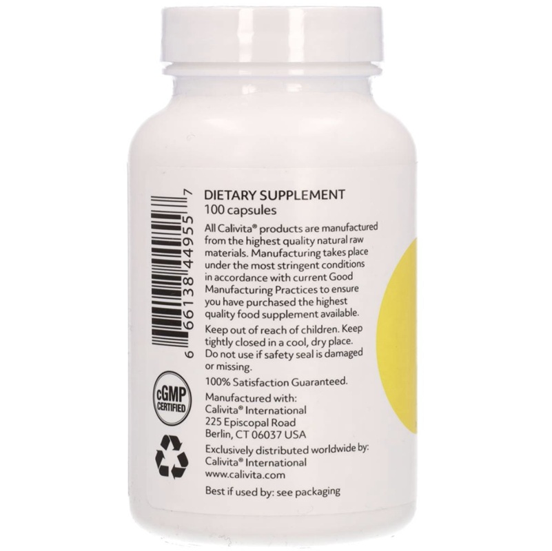 eticheta 2 Calcium Magnesium Plus, cantitate 100 capsule per flacon, certificare cGMP, produs original fabricat in USA