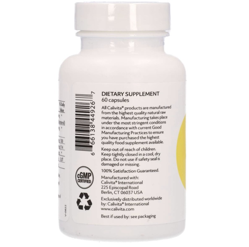 eticheta 2, Pro-STP Calivita, cantitate 60 capsule per flacon, certificare cGMP, produs original fabricat in USA pentru sanatatea prostatei
