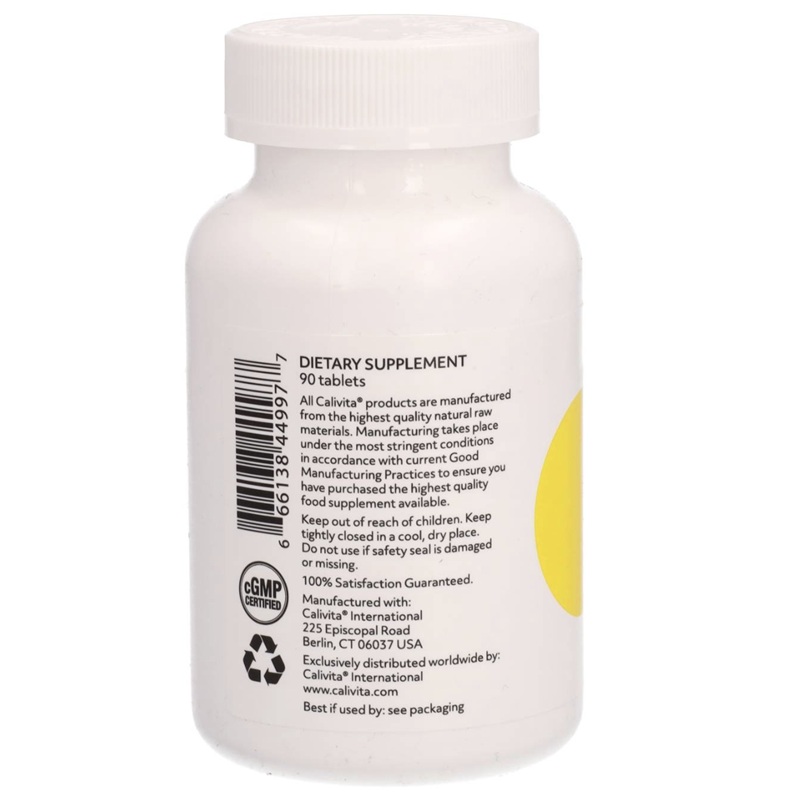 eticheta 2 super mega 50 calivita, cantitate tablete per flacon, certificare cgmp, garantia satisfactiei, produs original fabricat in USA